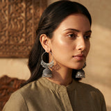 Oxidised Silver Jhumka Earrings