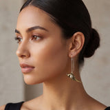 Bird Charm Brass Chain Earrings