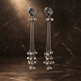 Oxidized Kashmiri Bird Tassel Earrings for Women | Traditional Ethnic Drop Earrings