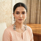 Oxidized Kashmiri Bird Tassel Earrings for Women | Traditional Ethnic Drop Earrings