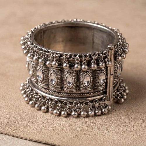 Royal Oxidised Stone Cuff Bracelet