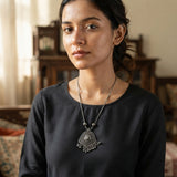Oxidised Tribal Mandala Pendant Necklace
