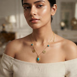 Zelya Anti-Tarnish Gold Turquoise Pendant Necklace
