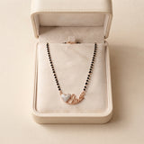 Love Heart Rose Gold Mangalsutra for Women | CZ Diamond Pendant Black Bead Necklace