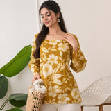 Mustard Bloom Taj Cotton Lace-Up Short Kurti