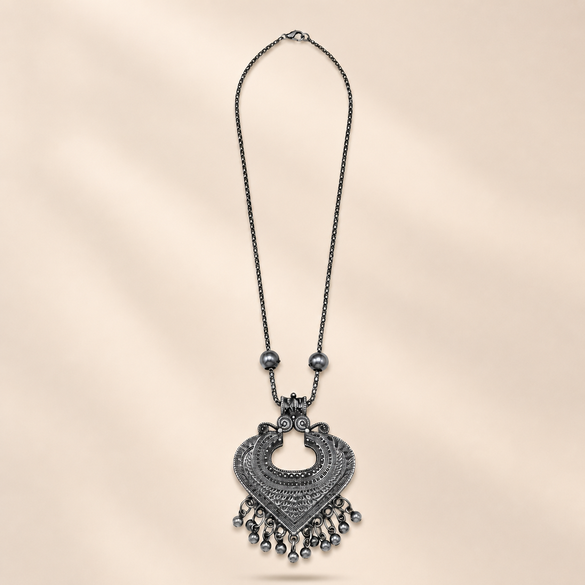 Oxidised Statement Heart Pendant Necklace