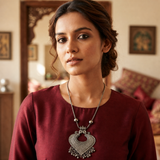 Oxidised Statement Heart Pendant Necklace