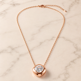 Zelya Anti-Tarnish Rose Gold Solitaire Necklace