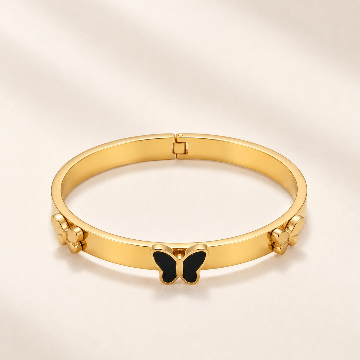 Zelya Anti-Tarnish Gold Butterfly Bracelet for Women | Black Butterfly Stainless Steel Bracelet