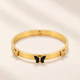 Zelya Anti-Tarnish Gold Butterfly Bracelet for Women | Black Butterfly Stainless Steel Bracelet