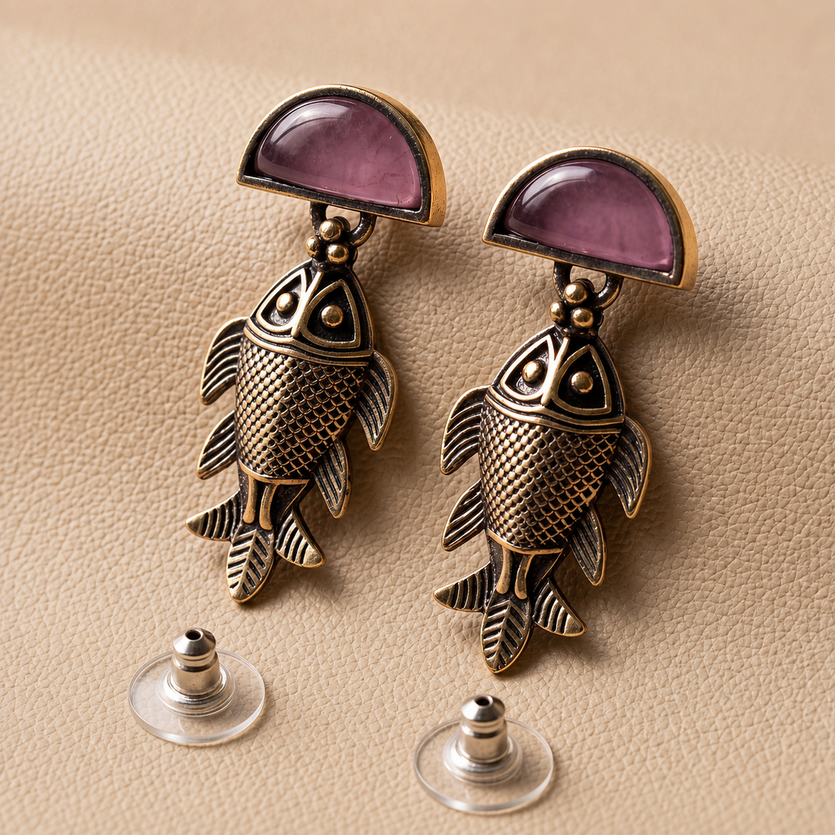 Brass Mushroom Drop Earrings