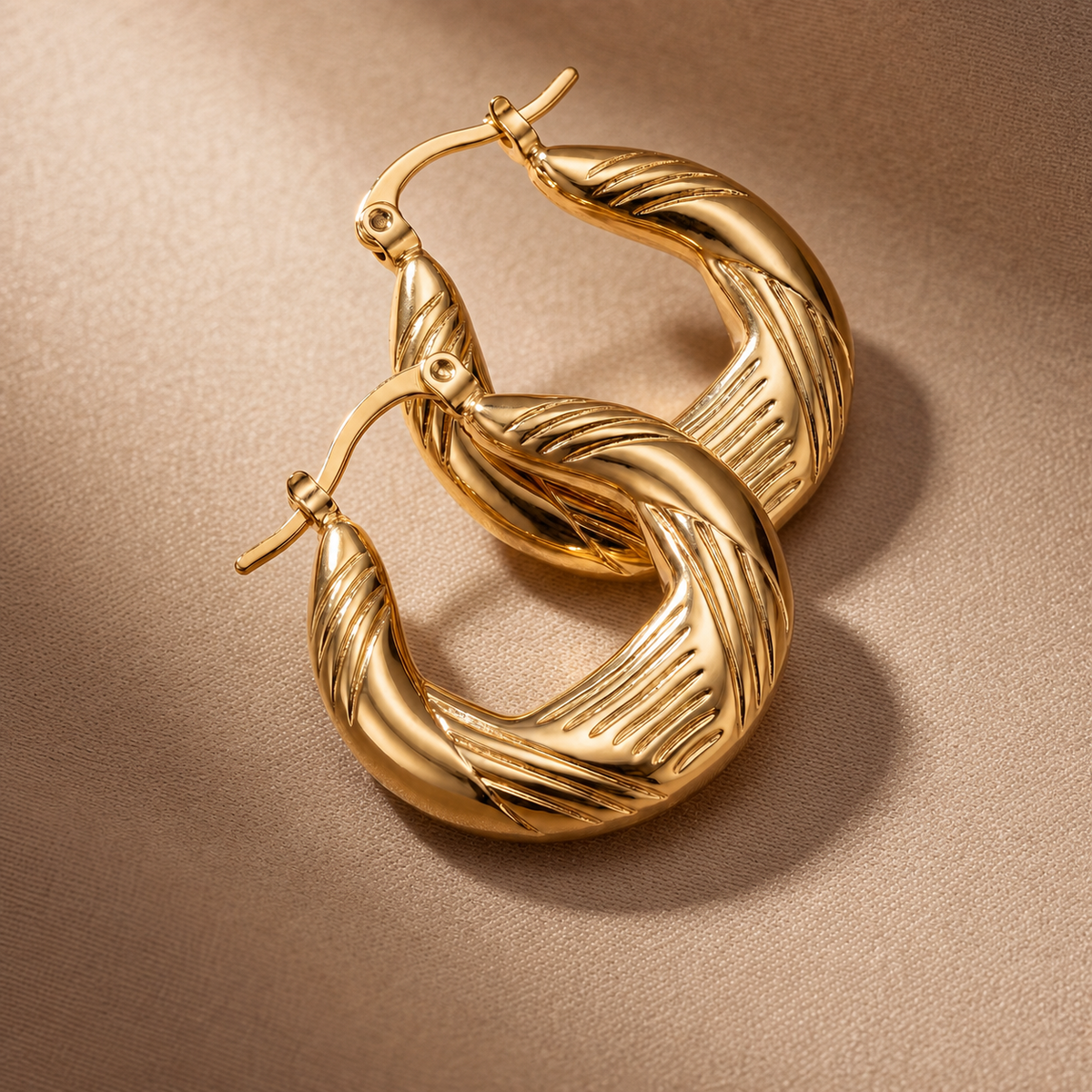 Textured Gold Hoop Earrings