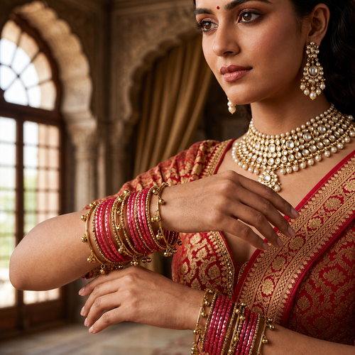 Zelya Traditional Kashmiri Pink Bangles Set (20 Pieces) for Women